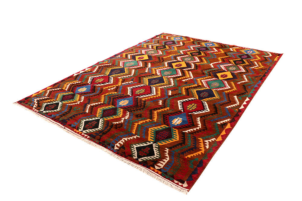 Brown Handmade Kohistani Baluchi Afghan Rug Rectangular