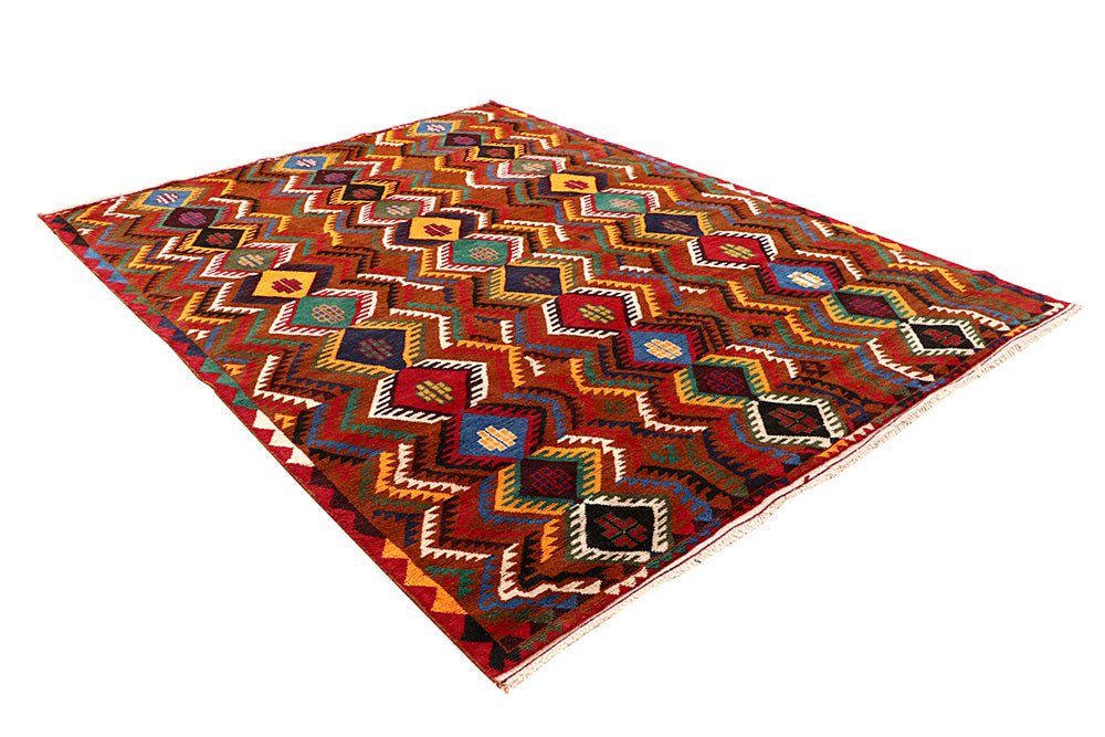 Brown Handmade Kohistani Baluchi Afghan Rug Rectangular