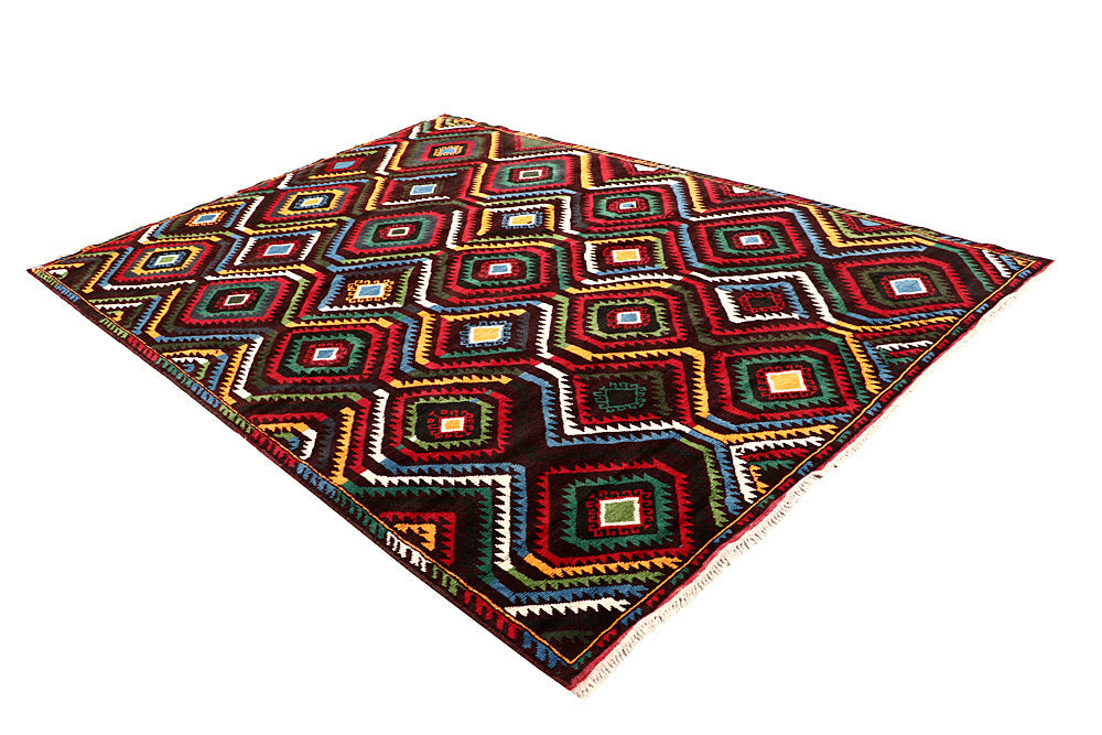 6' 6"X 10'  Brown Handmade Kohistani Baluchi Afghan Rug Rectangular
