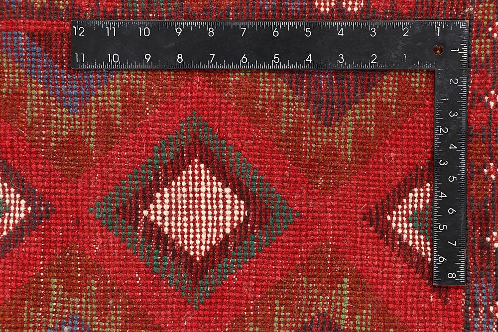 6' 6"X 10'  Red Handmade Kohistani Baluchi Afghan Rug Rectangular