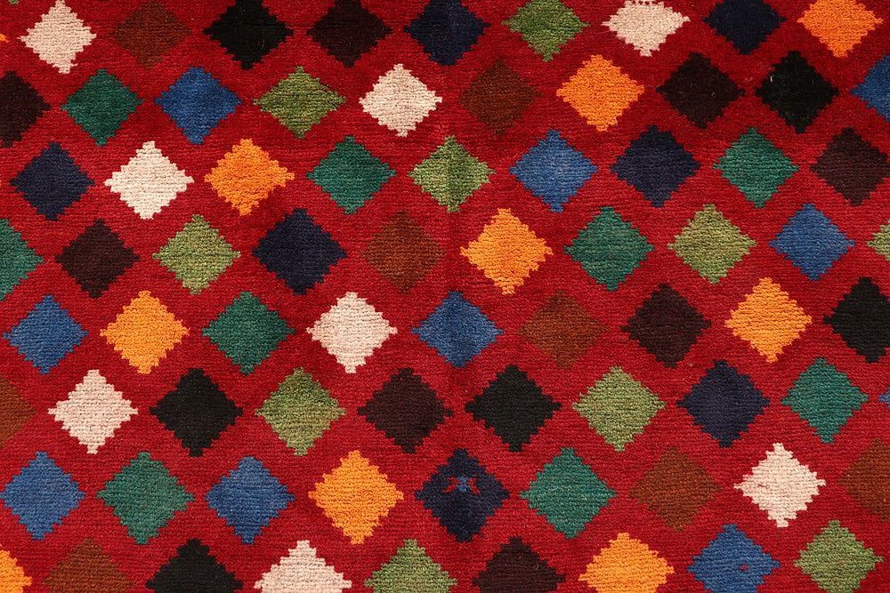 6' 6"X 10'  Red Handmade Kohistani Baluchi Afghan Rug Rectangular