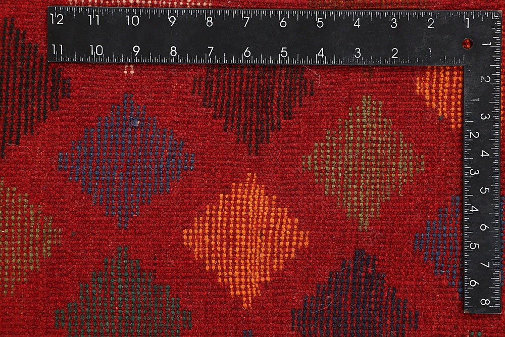 6' 6"X 10'  Red Handmade Kohistani Baluchi Afghan Rug Rectangular