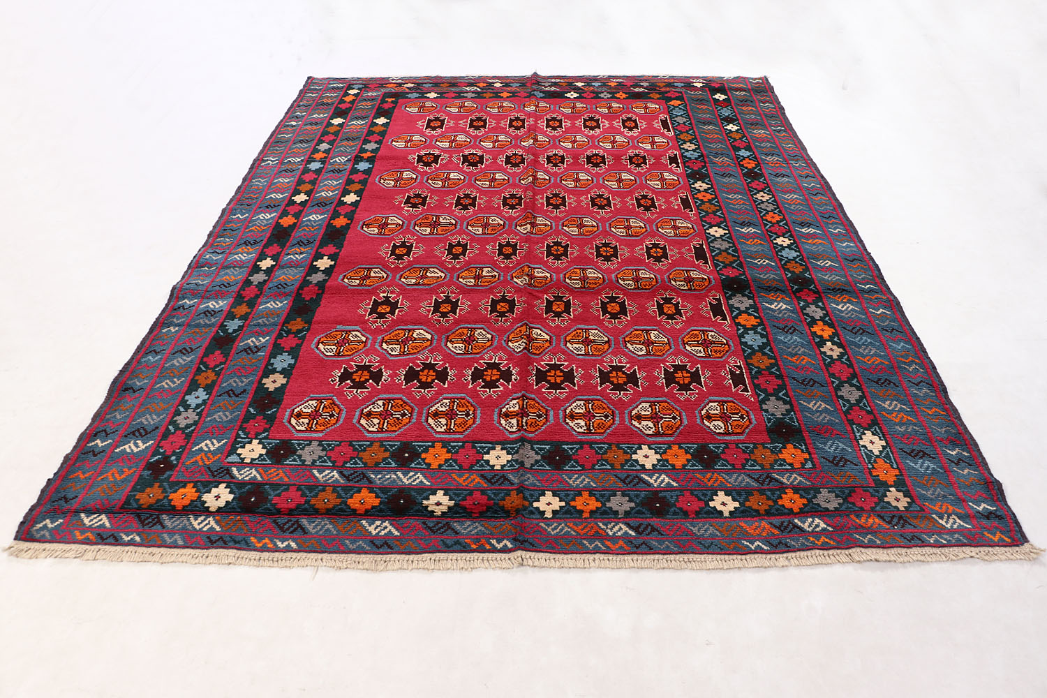 Red Handmade Kohistani Baluchi Afghan Rug Rectangular