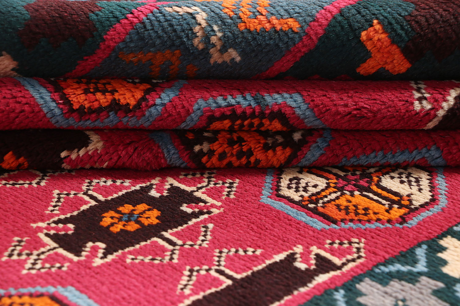 Red Handmade Kohistani Baluchi Afghan Rug Rectangular