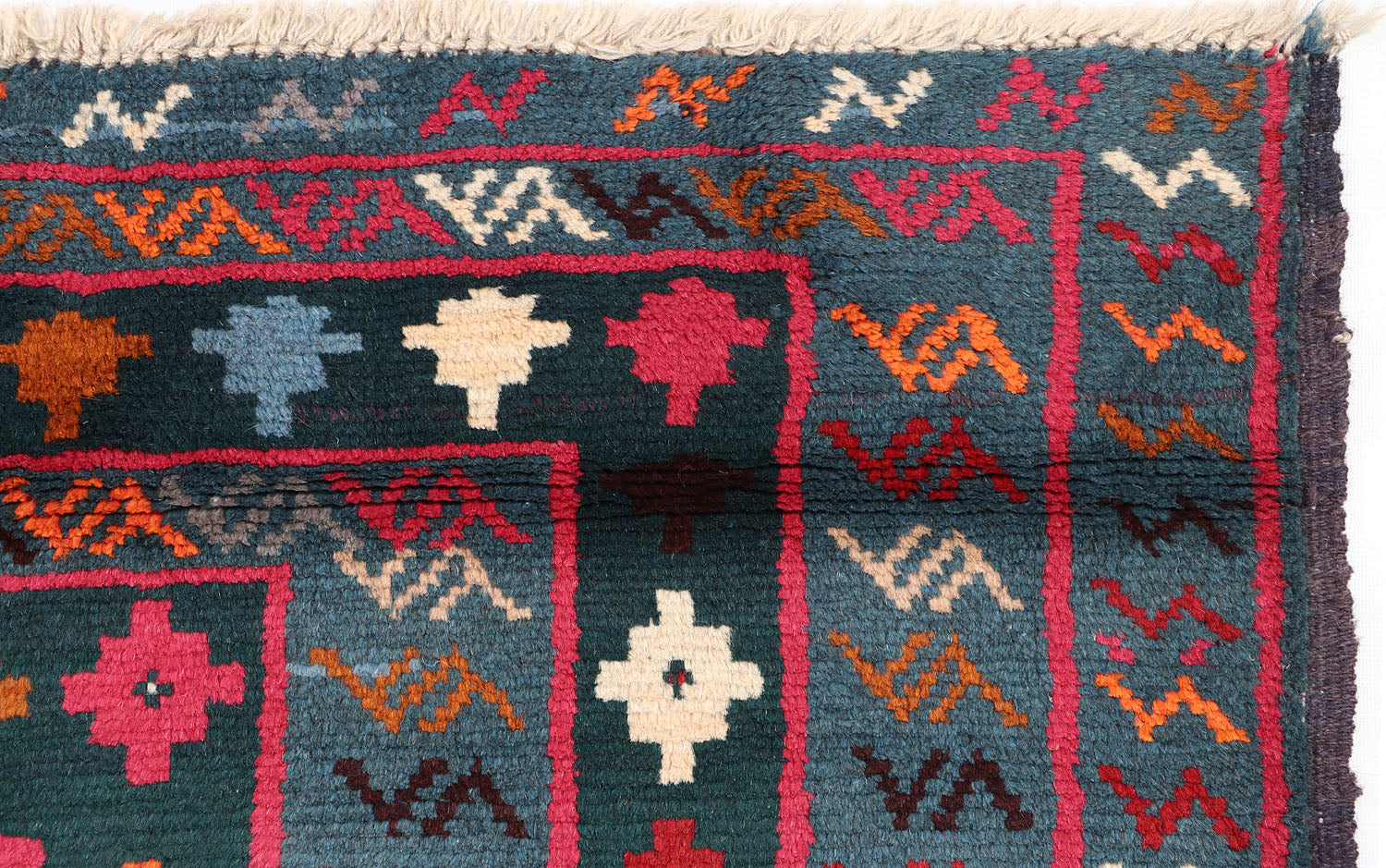 Red Handmade Kohistani Baluchi Afghan Rug Rectangular