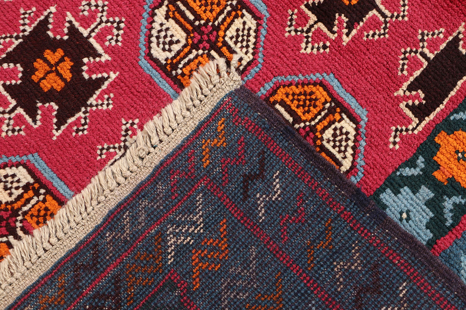 Red Handmade Kohistani Baluchi Afghan Rug Rectangular