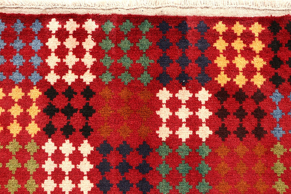 6' 6"X 10'  Red Handmade Kohistani Baluchi Afghan Rug Rectangular