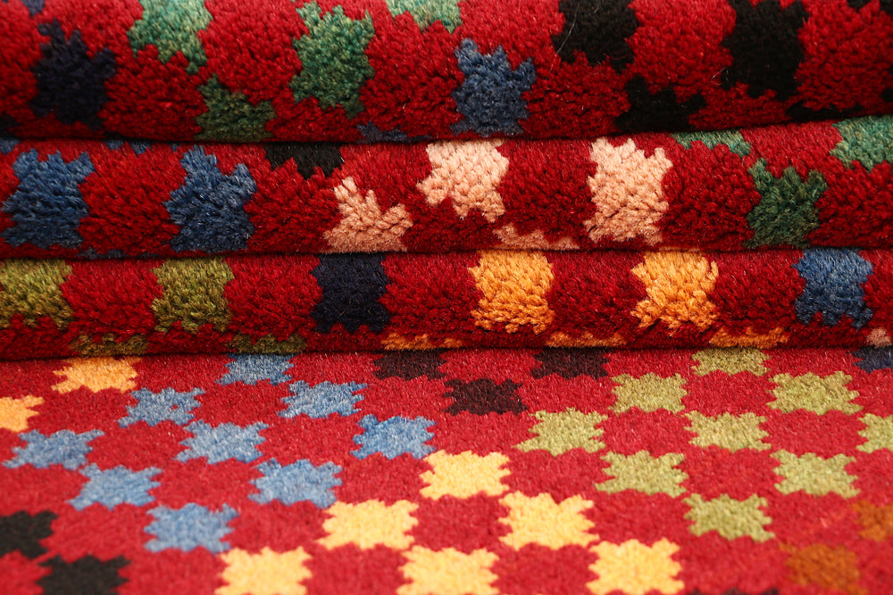 6' 6"X 10'  Red Handmade Kohistani Baluchi Afghan Rug Rectangular