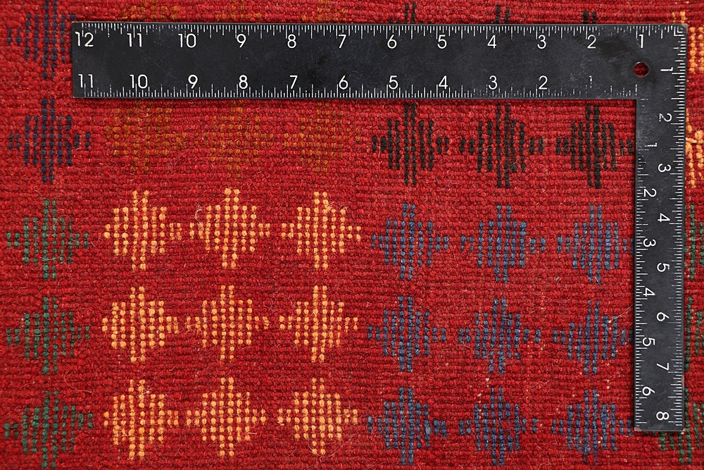 6' 6"X 10'  Red Handmade Kohistani Baluchi Afghan Rug Rectangular