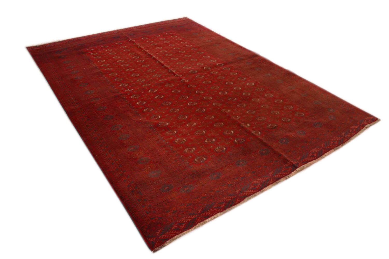 Red Handmade Mori Bukhara Afghan Rug Rectangular