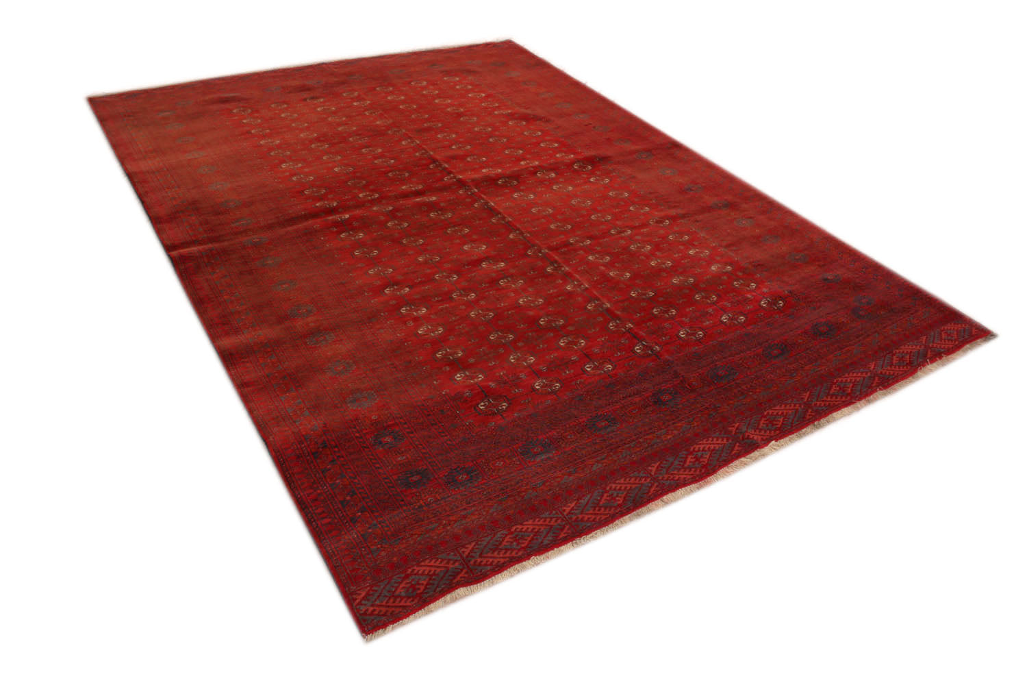 Red Handmade Mori Bukhara Afghan Rug Rectangular
