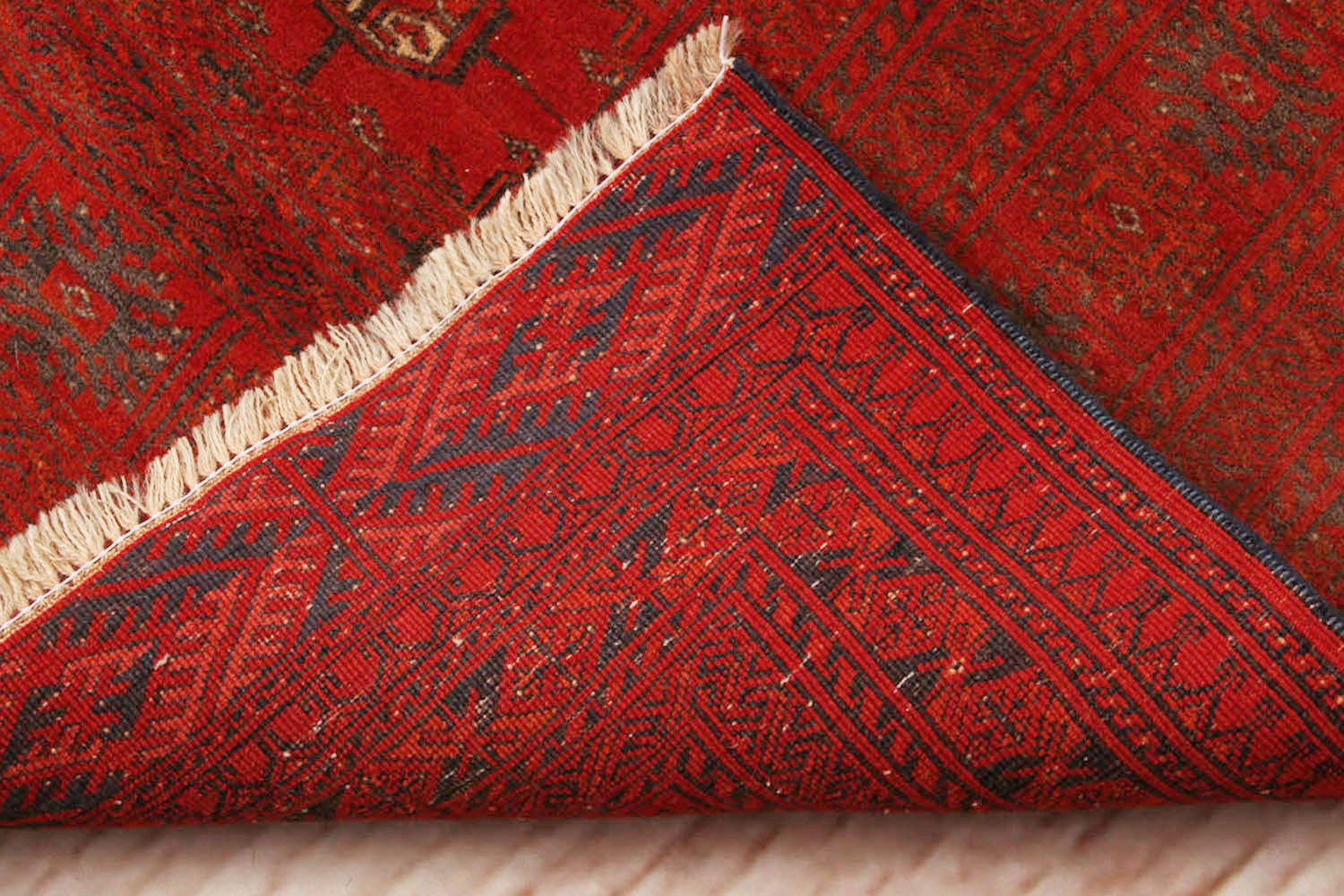 Red Handmade Mori Bukhara Afghan Rug Rectangular