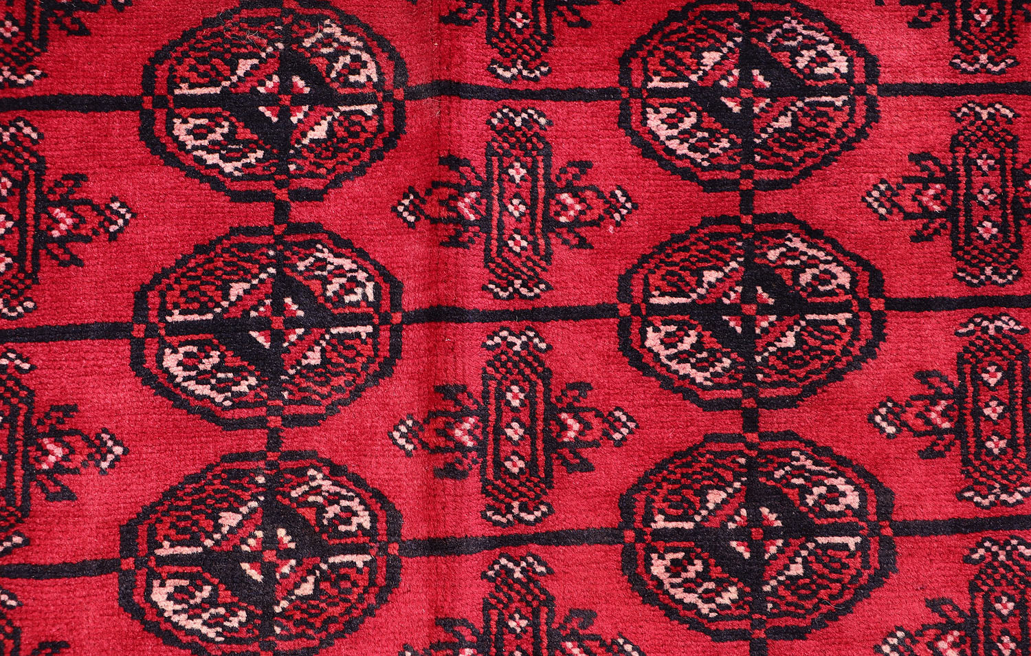 6' 6"X 10'  Red Handmade Mori Bukhara Afghan Rug Rectangular