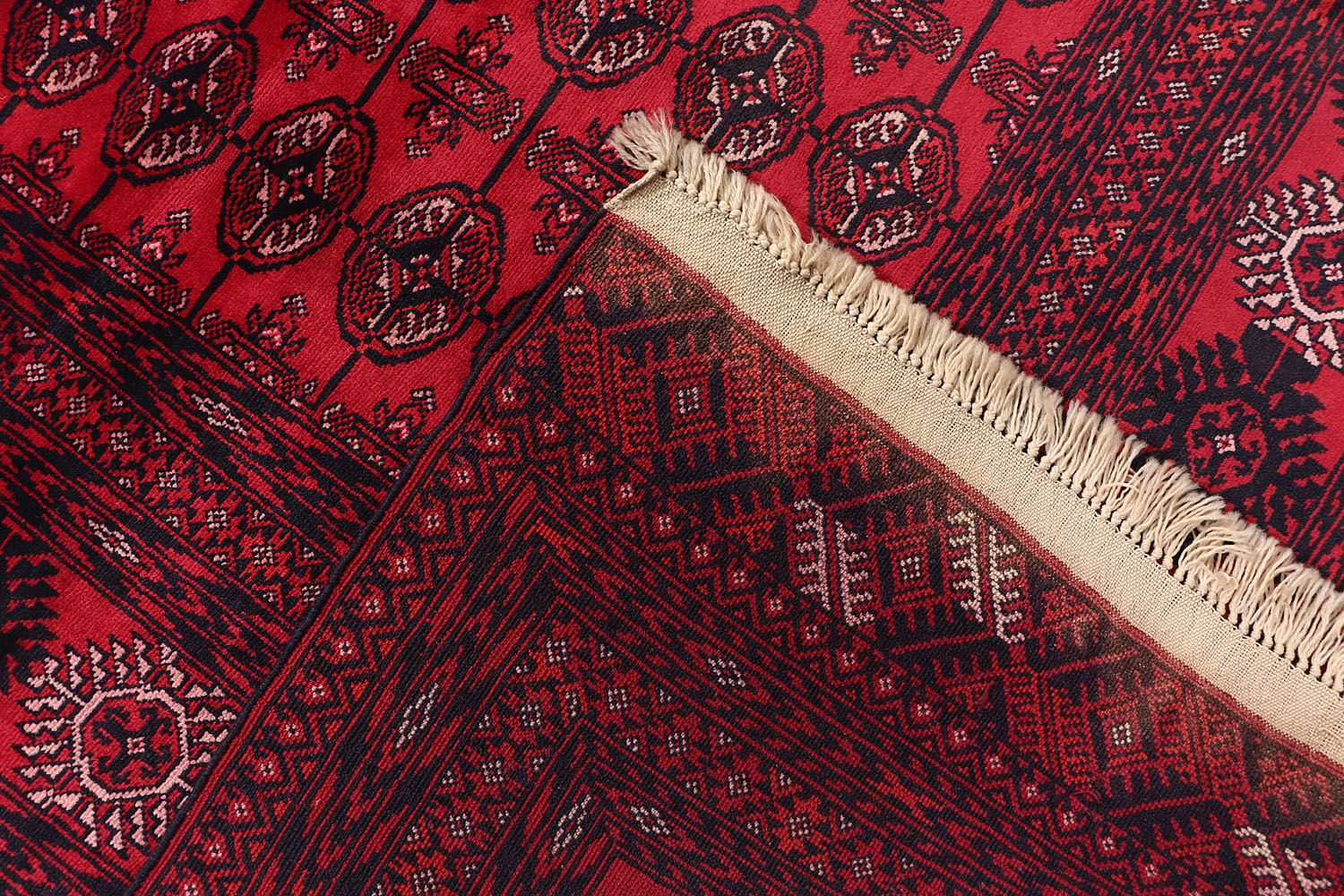 6' 6"X 10'  Red Handmade Mori Bukhara Afghan Rug Rectangular