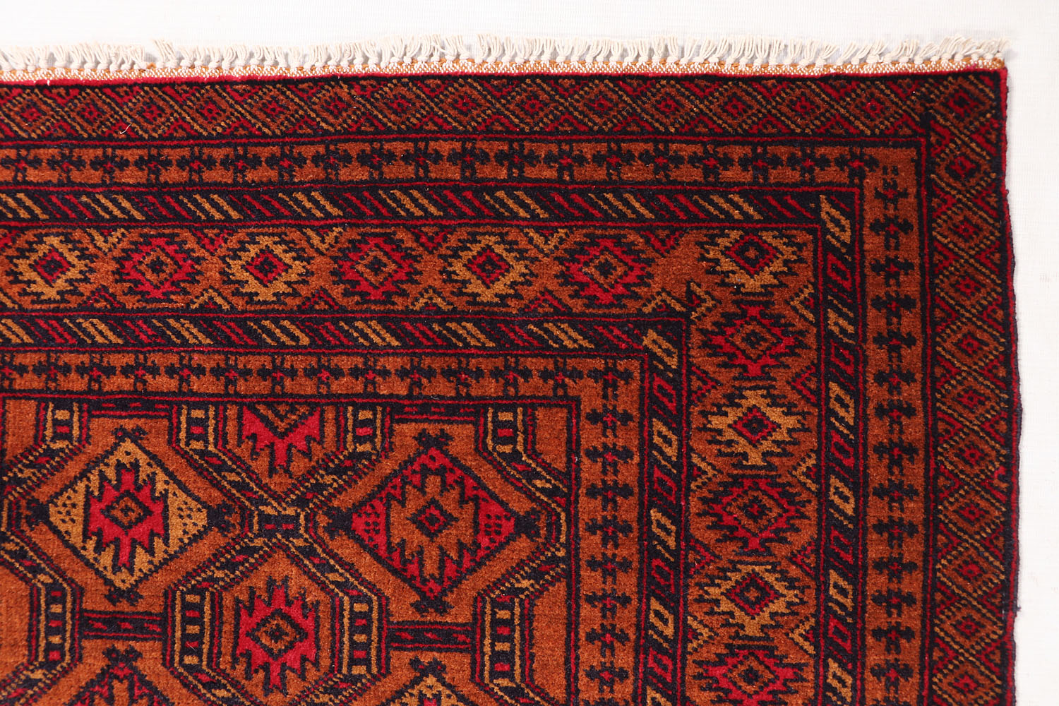 2' 6" x 6'  Gold Handmade Adraskan Baluchi Afghan Rug Runner