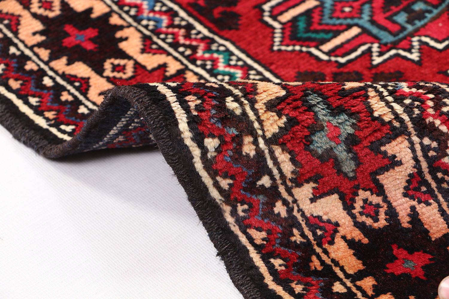 Red Handmade Adraskan Baluchi Afghan Rug Runner