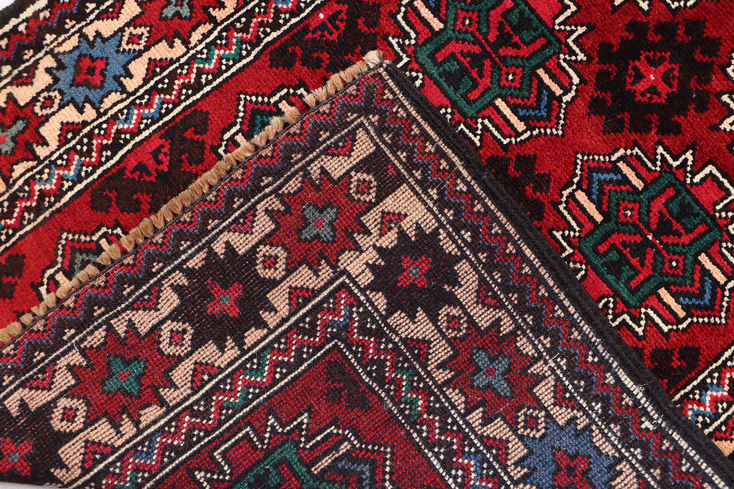 Red Handmade Adraskan Baluchi Afghan Rug Runner