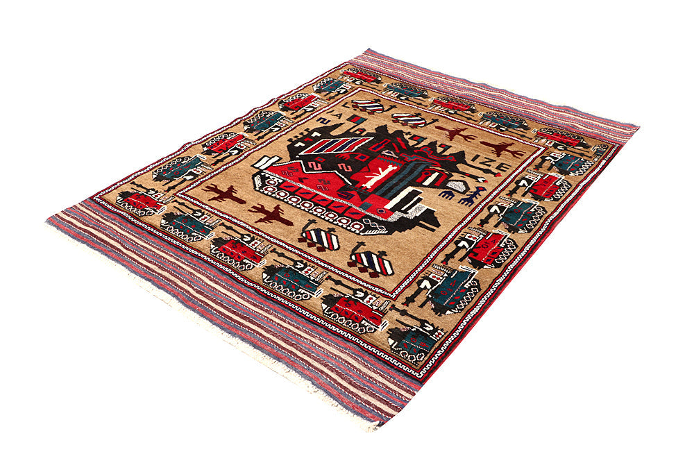 Light Brown Hand Knotted Wool War Rug 4'6" x 6'6"