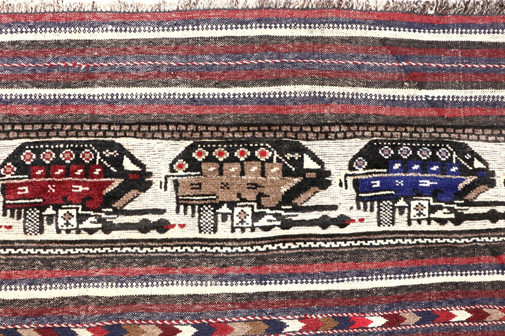 Brown Hand Knotted Wool War Rug 4' x 6'