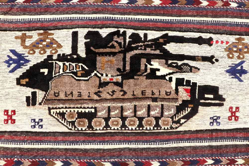 Brown Hand Knotted Wool War Rug 4' x 6'