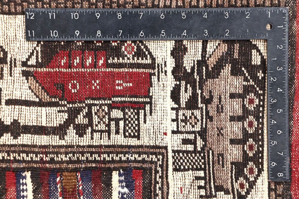 Brown Hand Knotted Wool War Rug 4' x 6'