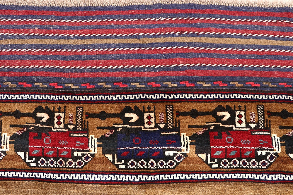 Brown Hand Knotted Wool War Rug 4'6" x 6'6"