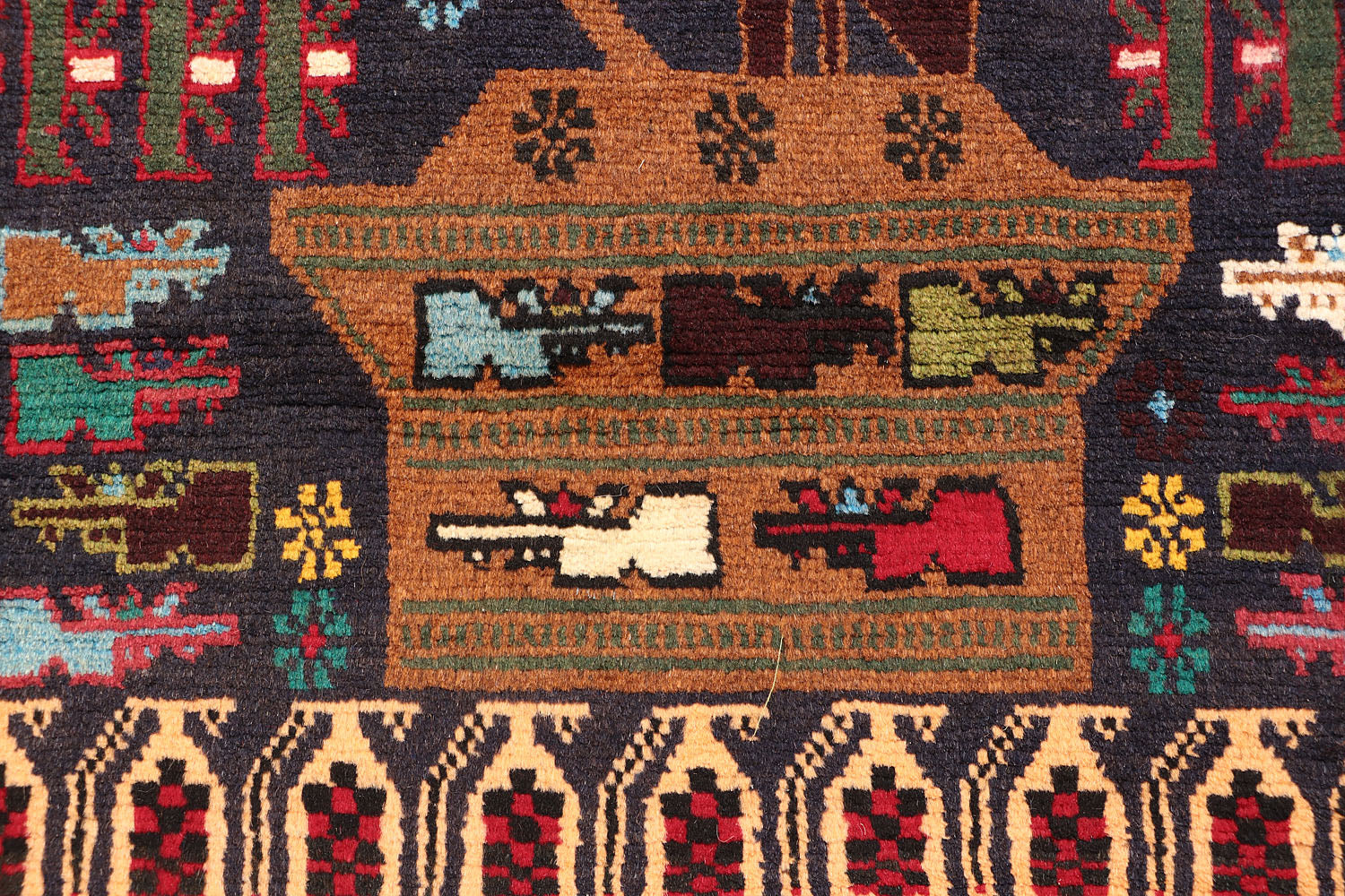 Blue Hand Knotted Wool War Rug