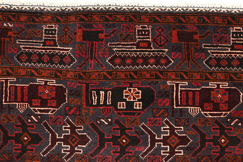 Brown Hand Knotted Wool War Rug 4' x 6'