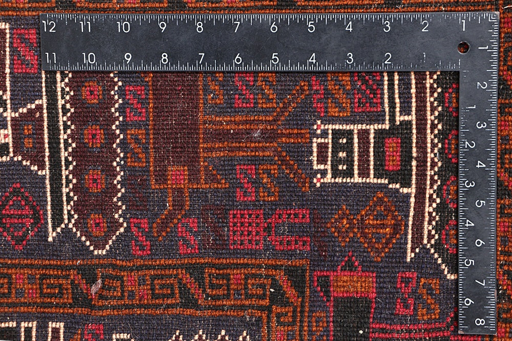 Brown Hand Knotted Wool War Rug 4' x 6'