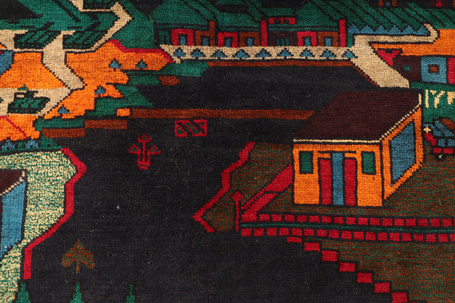 Blue Hand Knotted Wool War Rug 3' x 5'