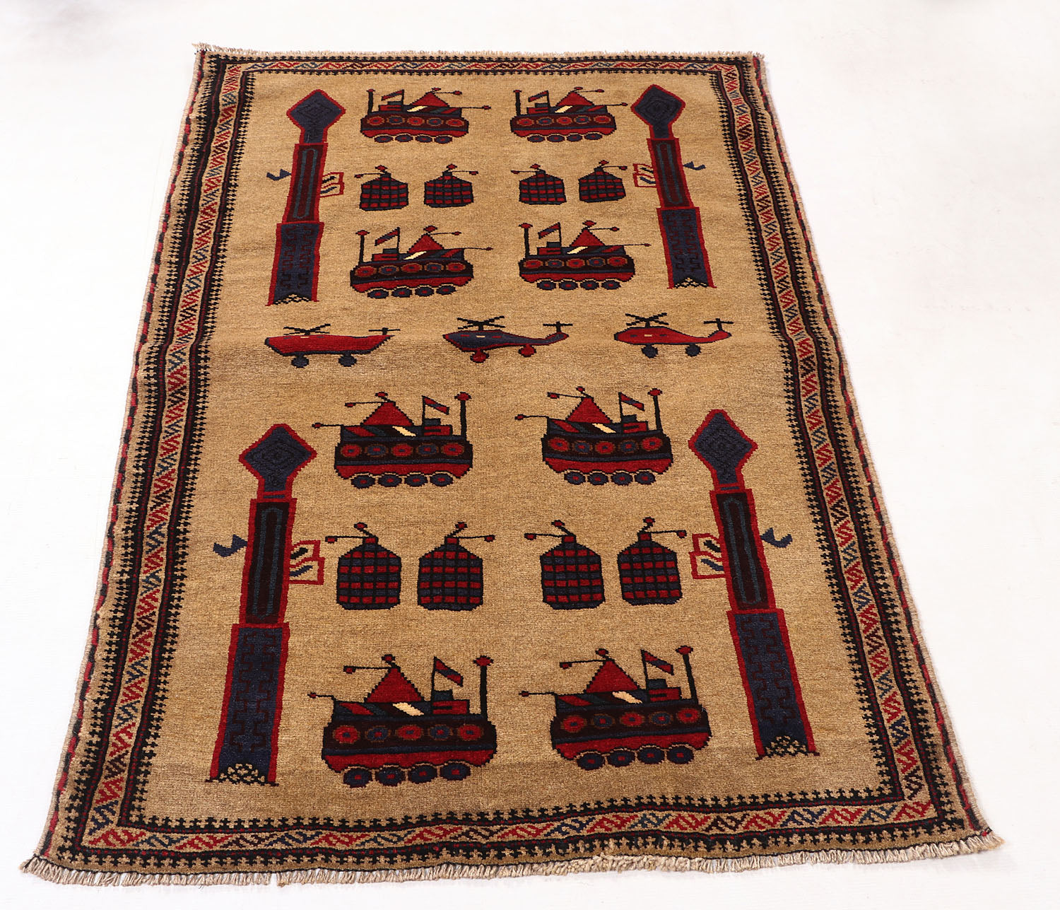 Light Brown Hand Knotted Wool War Rug 3' x 5'