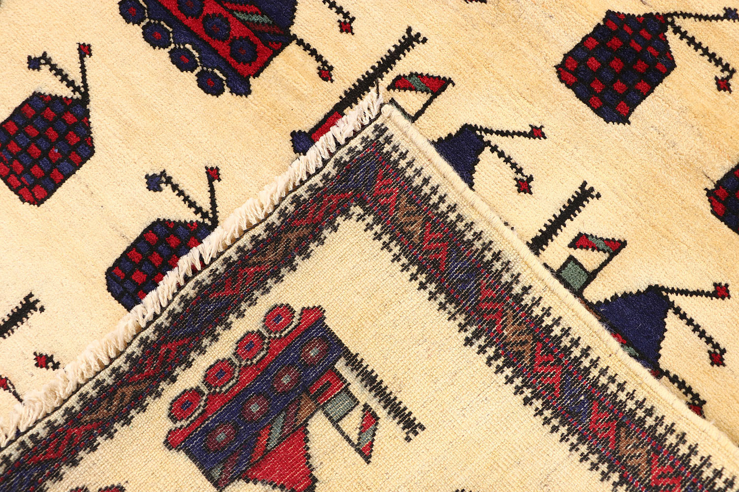 Ivory Hand Knotted Wool War Rug 3' x 5'