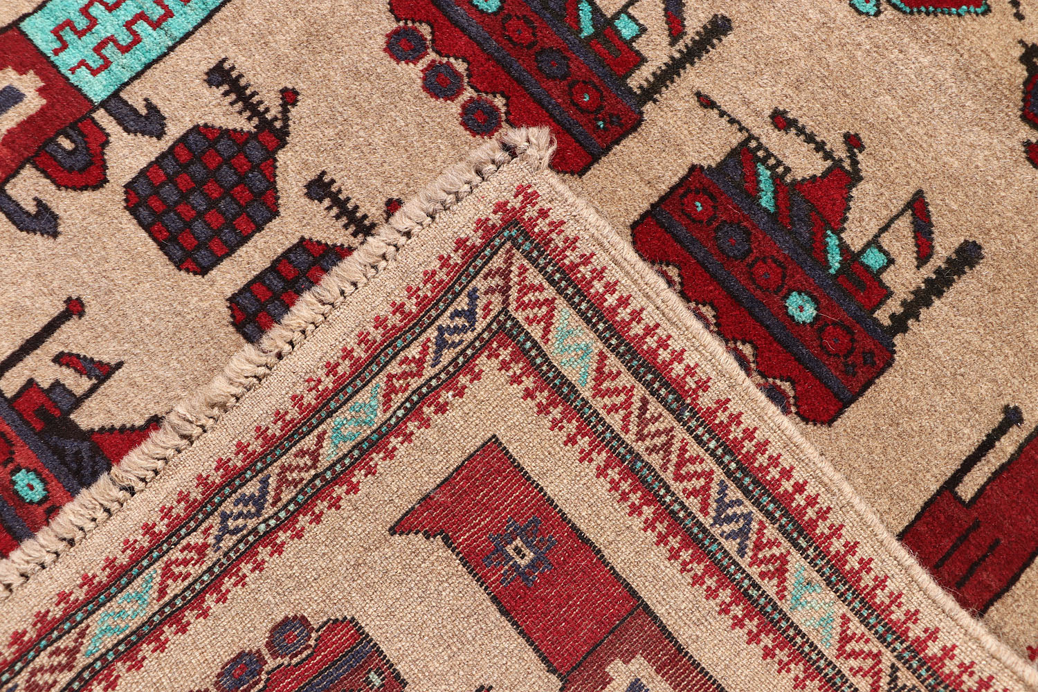 Brown Hand Knotted Wool War Rug 3' x 5'