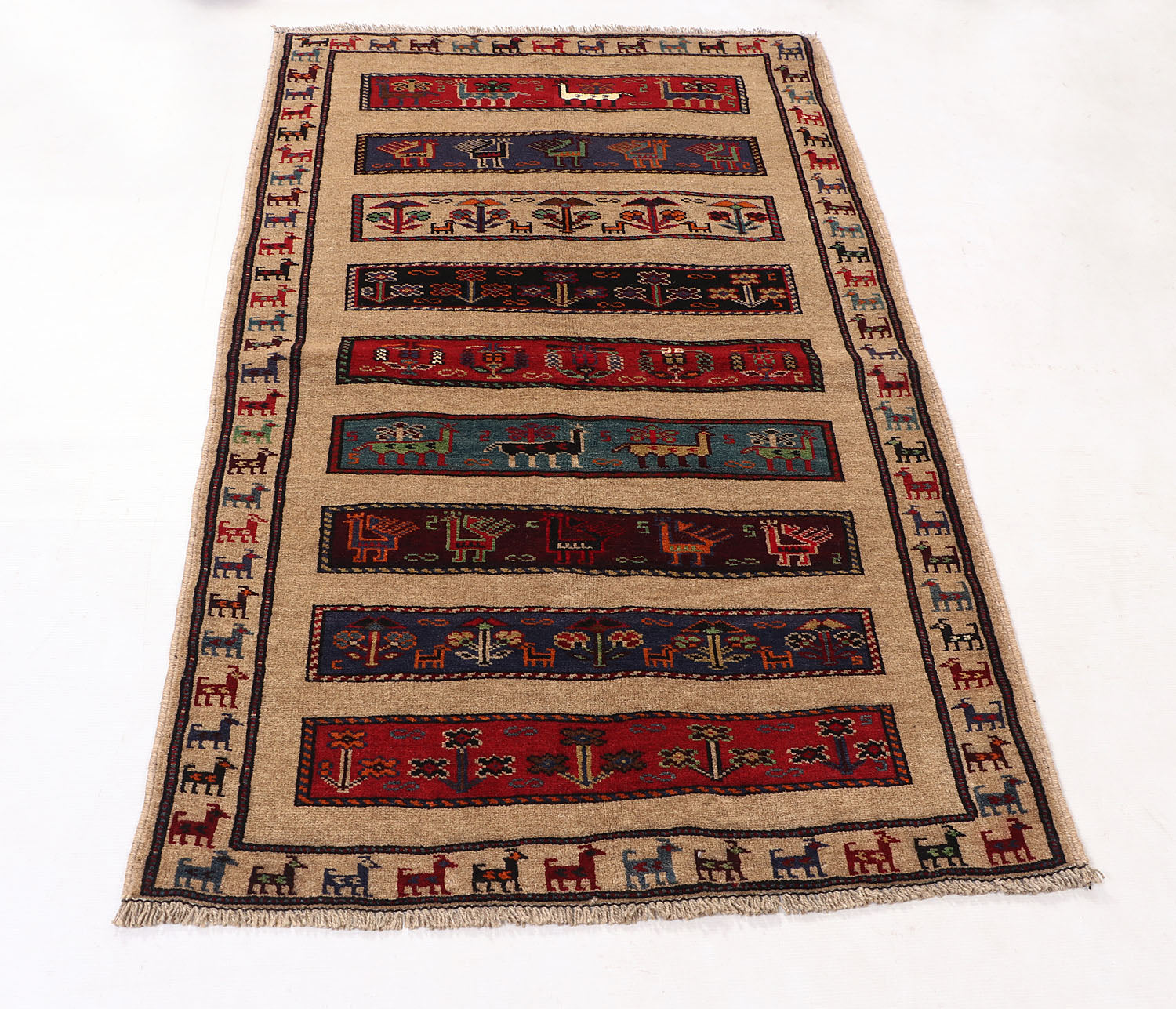 Brown Hand Knotted Wool War Rug 3' x 5'
