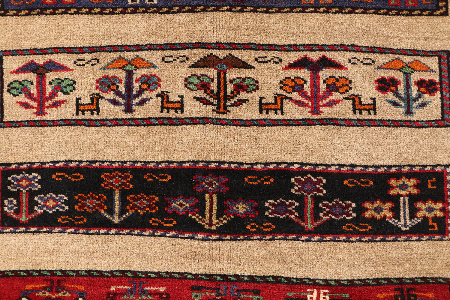 Brown Hand Knotted Wool War Rug 3' x 5'