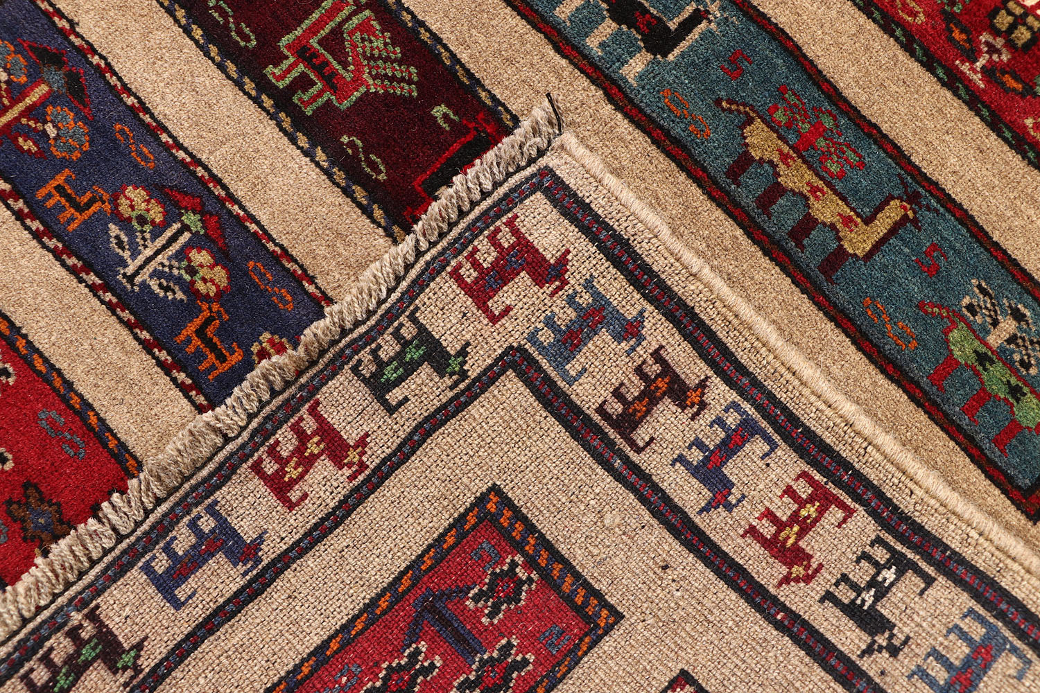 Brown Hand Knotted Wool War Rug 3' x 5'