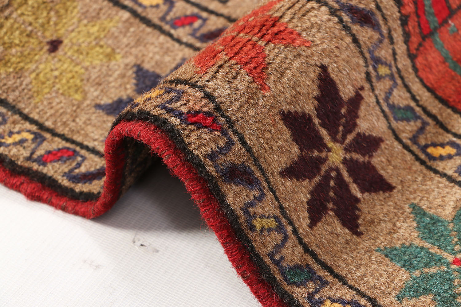 Brown Hand Knotted Wool War Rug 3' x 5'