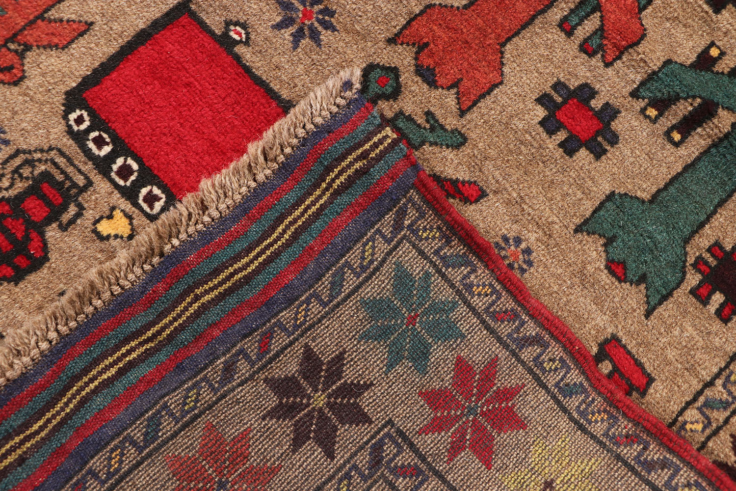 Brown Hand Knotted Wool War Rug 3' x 5'