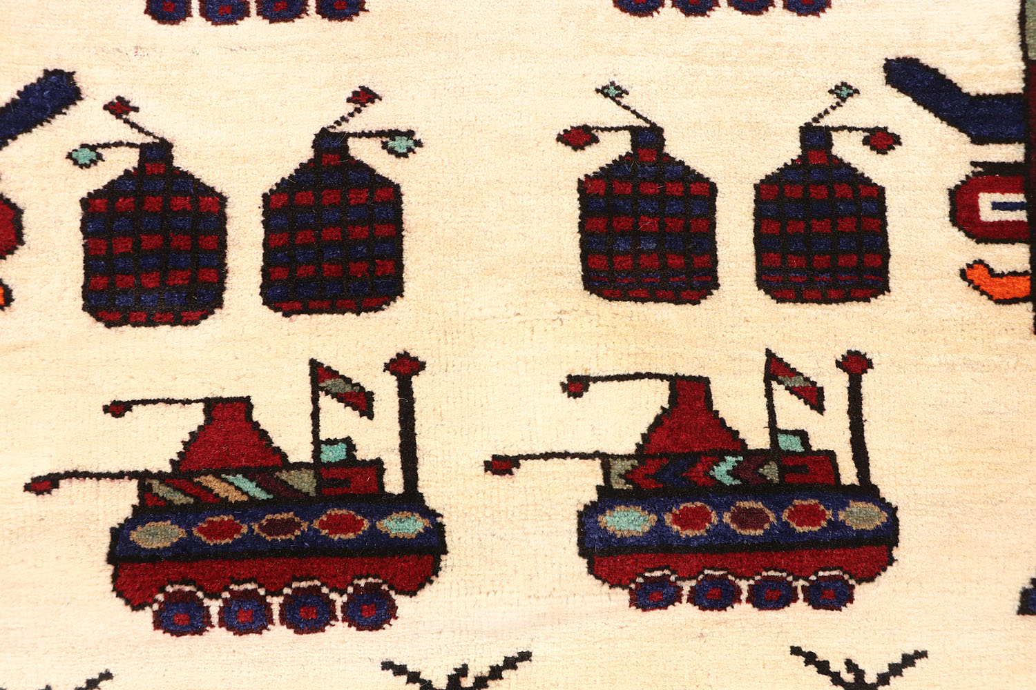 Ivory Hand Knotted Wool War Rug 3' x 5'