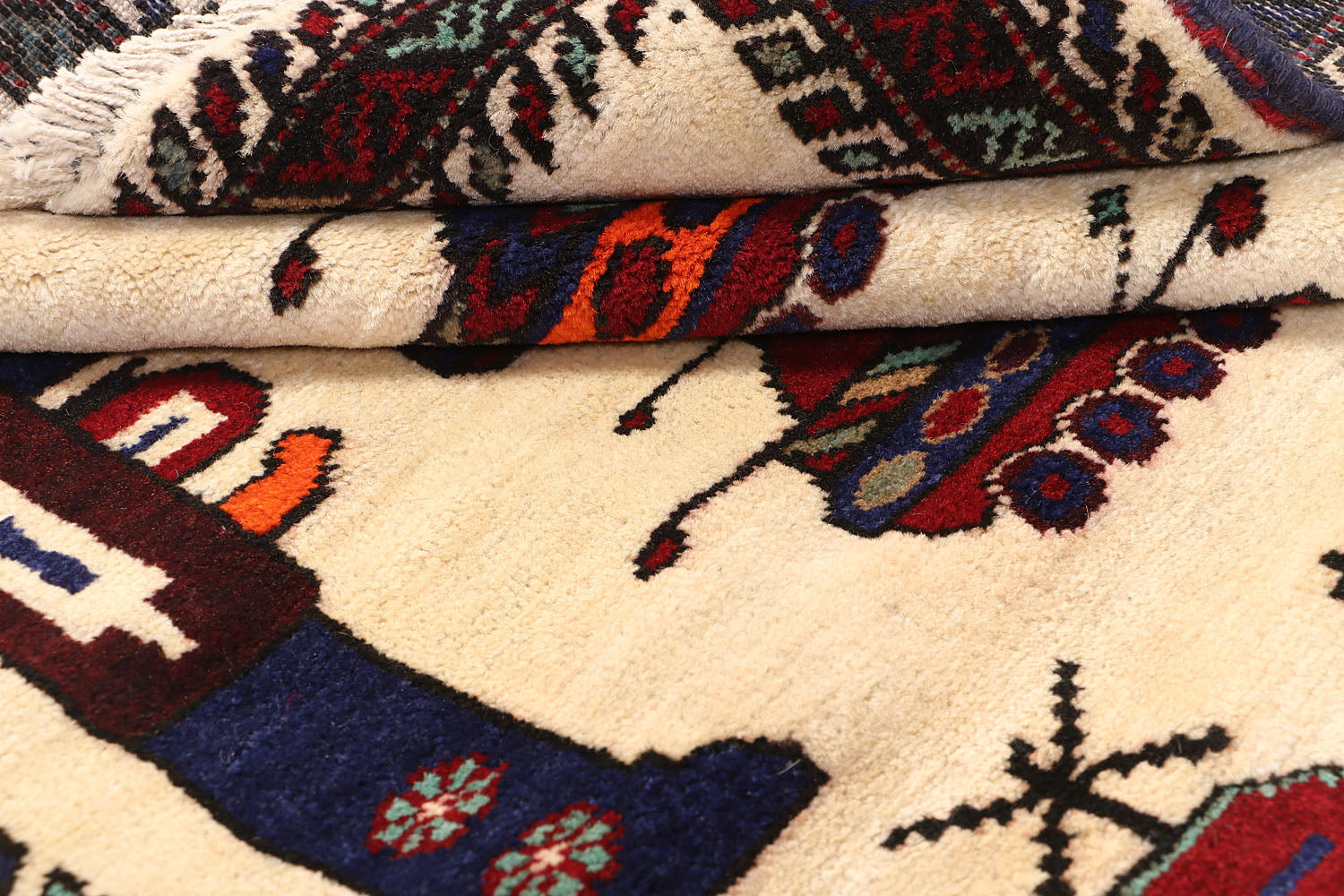 Ivory Hand Knotted Wool War Rug 3' x 5'