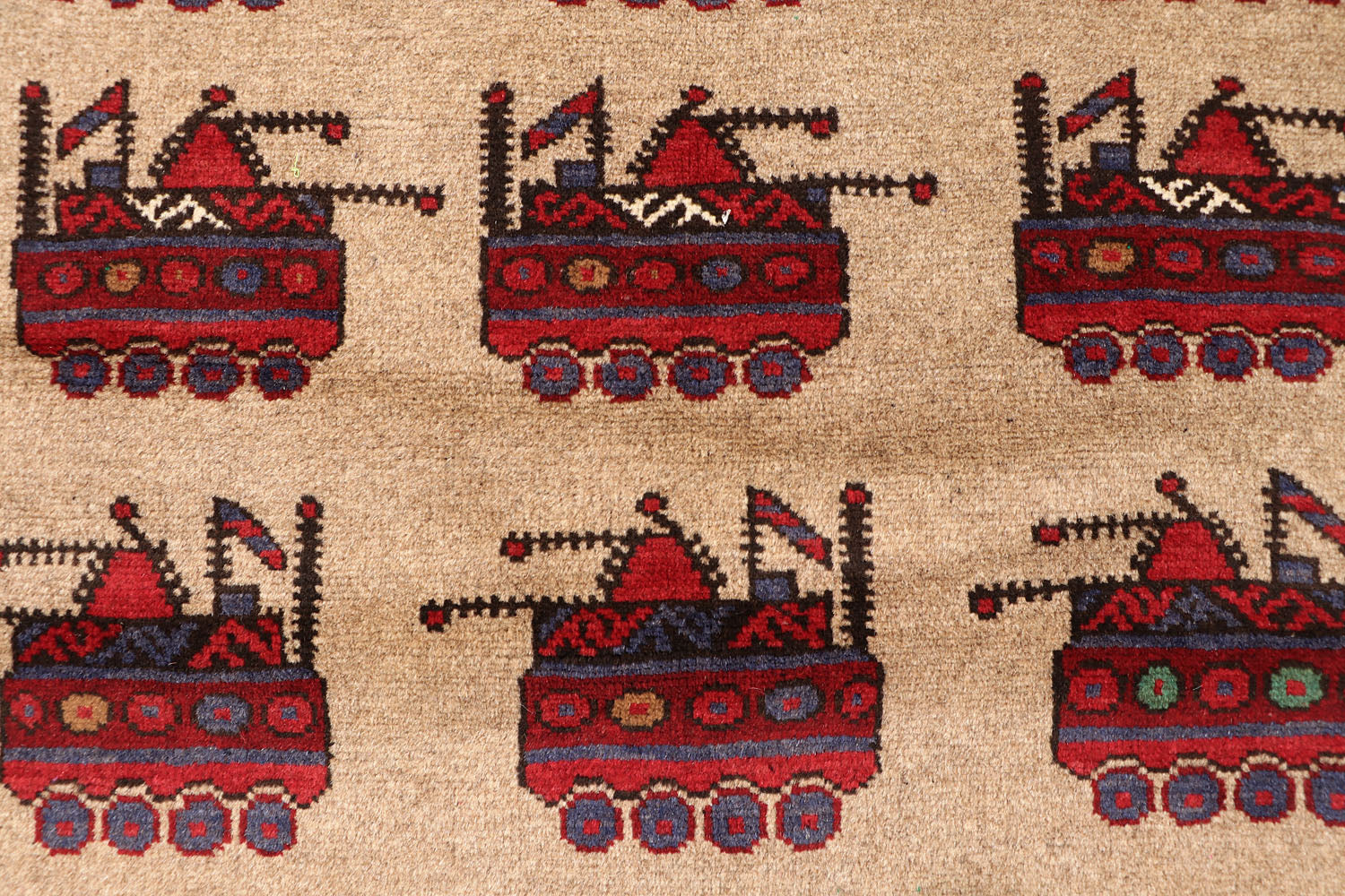 Brown Hand Knotted Wool War Rug 3' x 4'