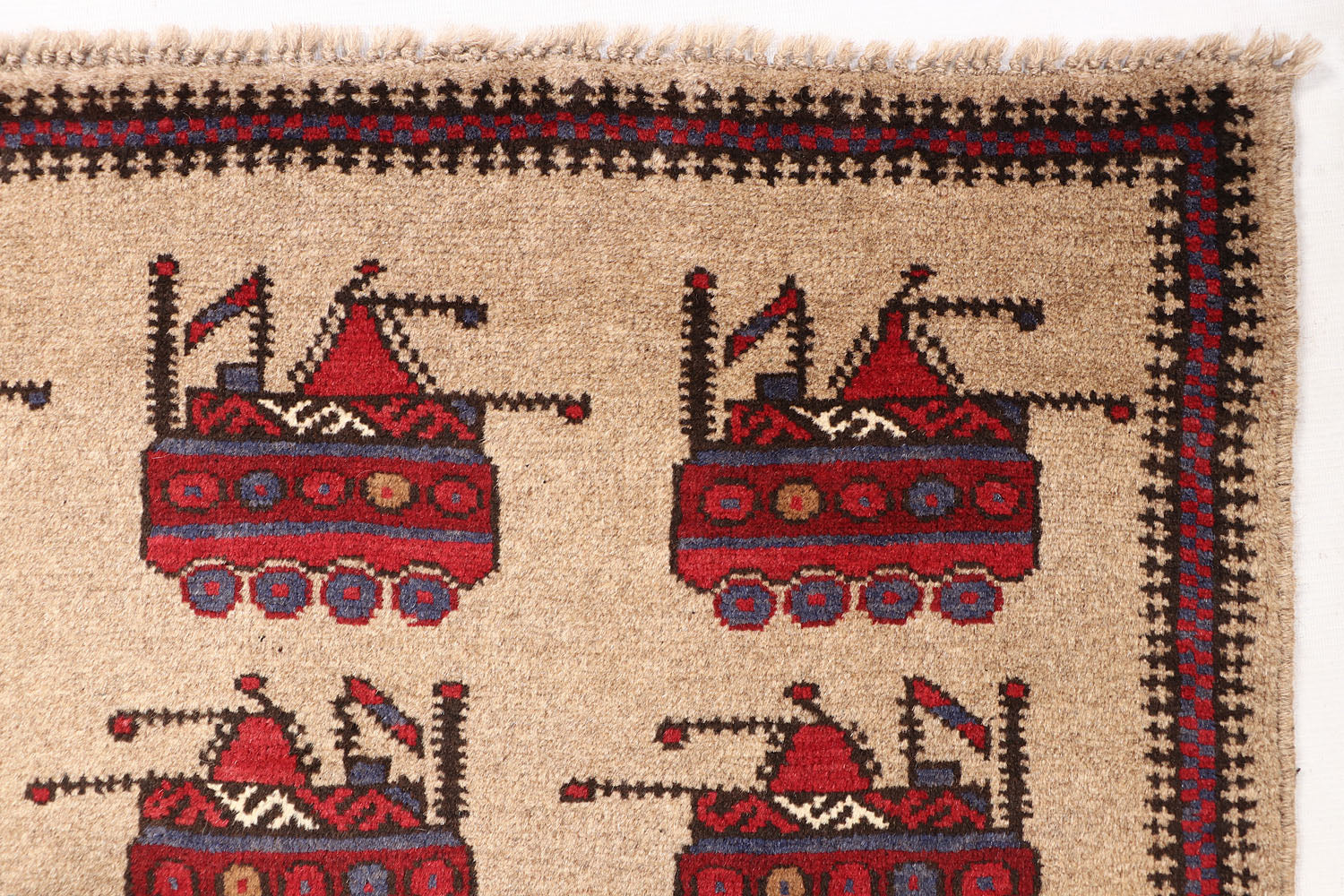 Brown Hand Knotted Wool War Rug 3' x 4'
