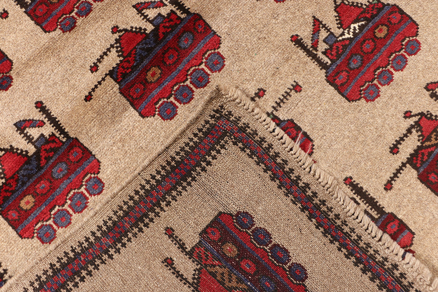 Brown Hand Knotted Wool War Rug 3' x 4'