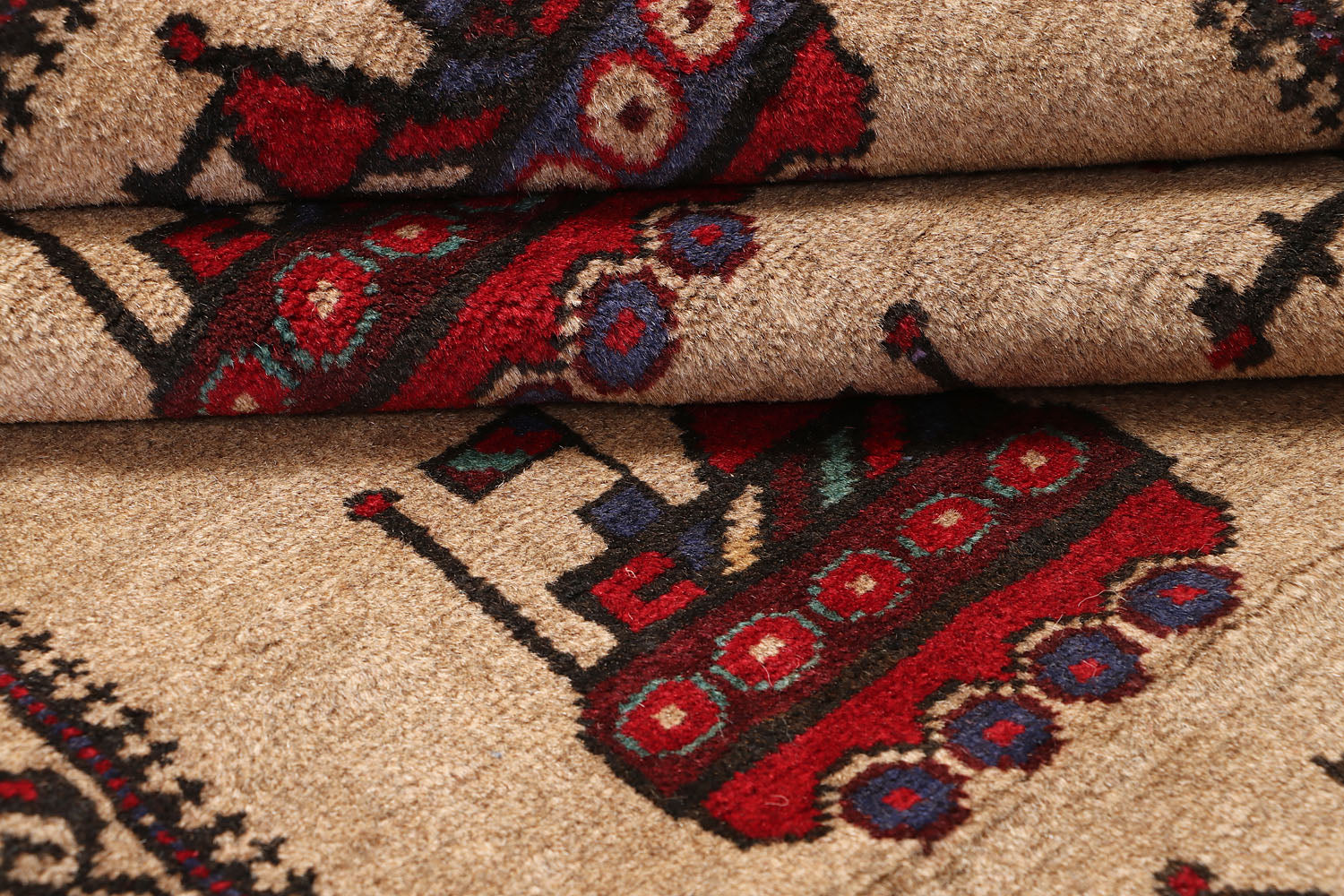 Brown Hand Knotted Wool War Rug 3' x 5'