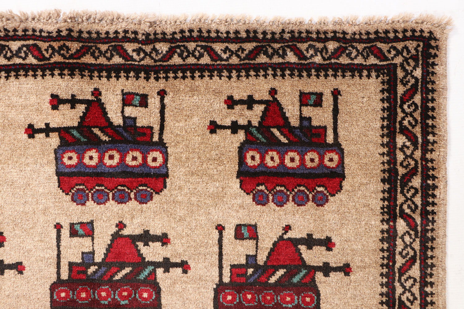 Brown Hand Knotted Wool War Rug 3' x 5'