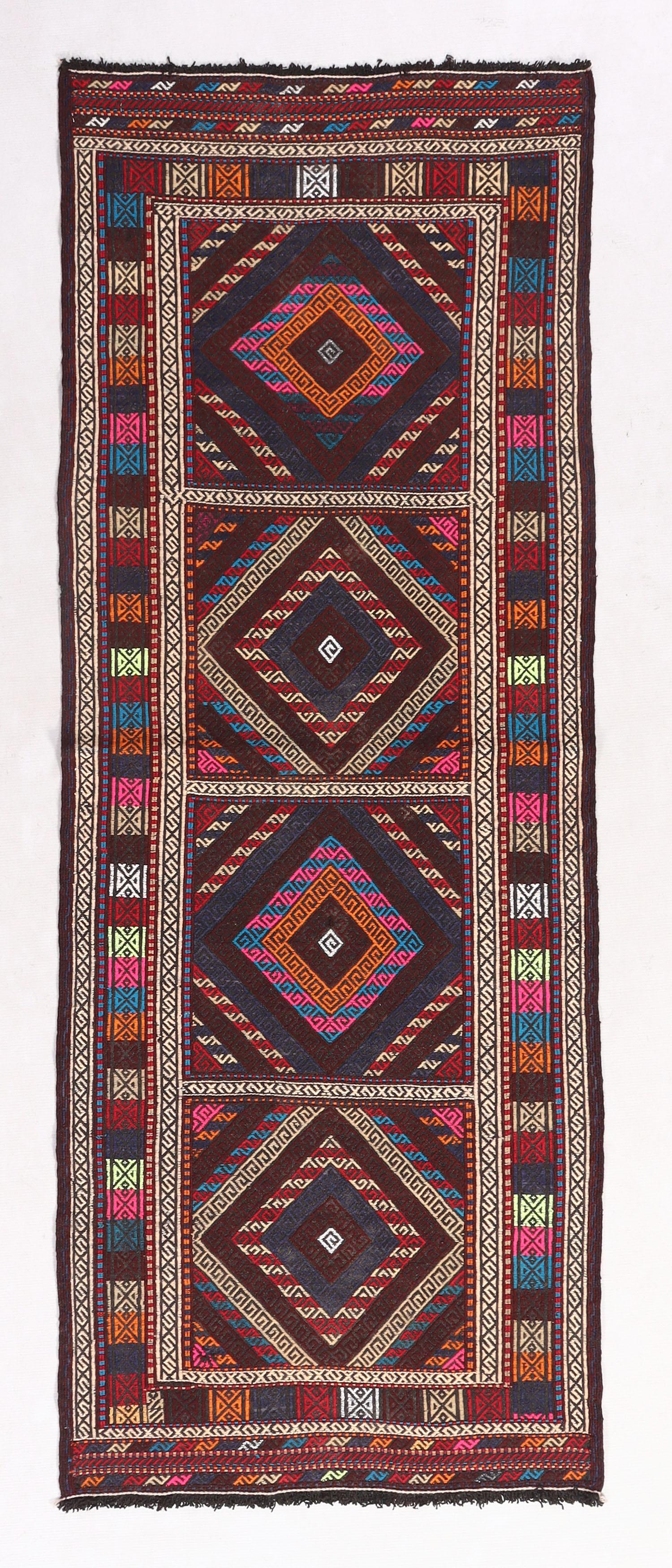 2' 6" x 6'  Multy Handmade Suzani Kilim Rug Runner