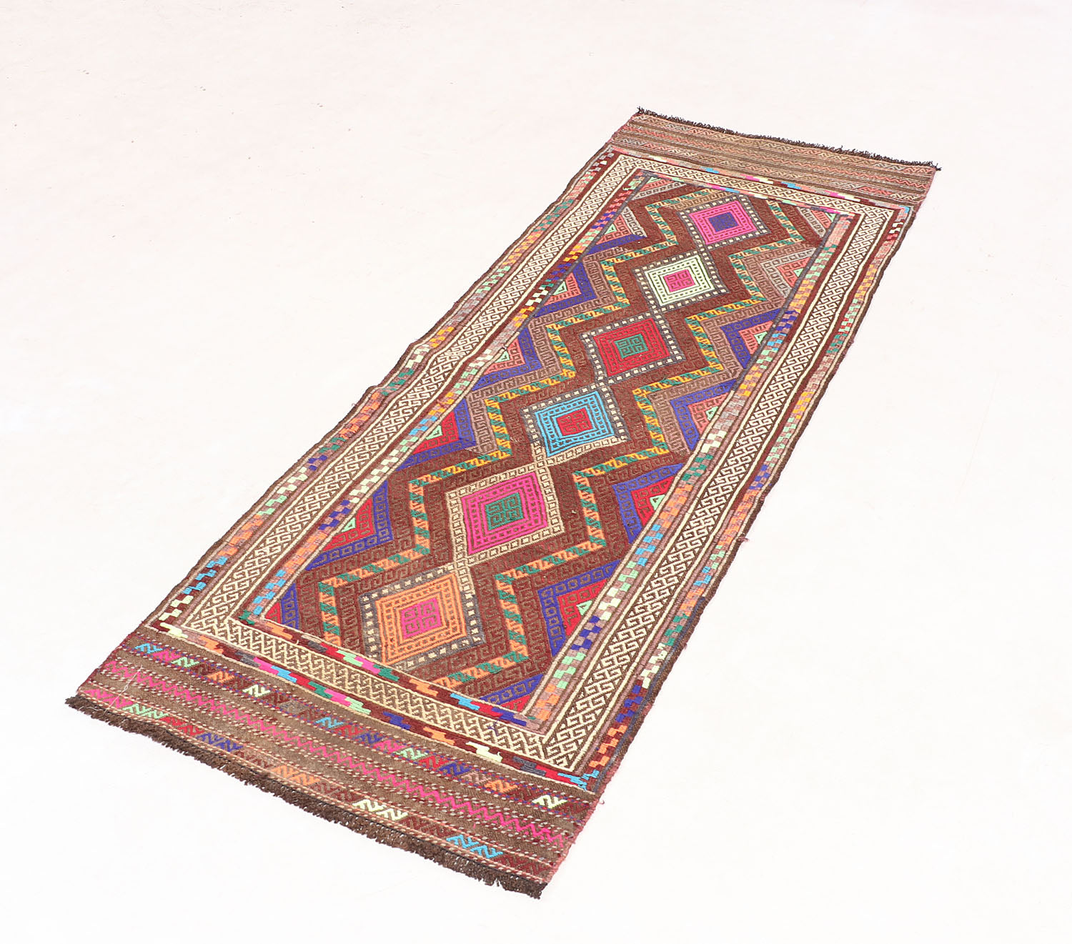 2' 6" x 6'  Multy Handmade Suzani Kilim Rug Runner