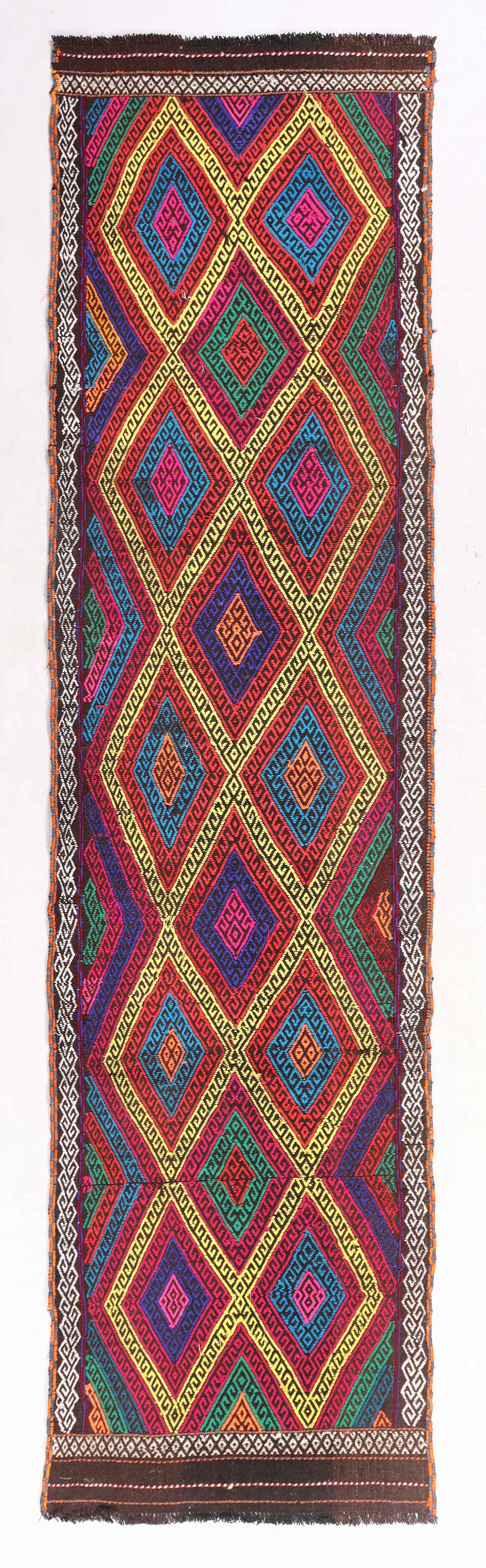 2' 6" X 9'  Multy Handmade Suzani Kilim Rug Runner