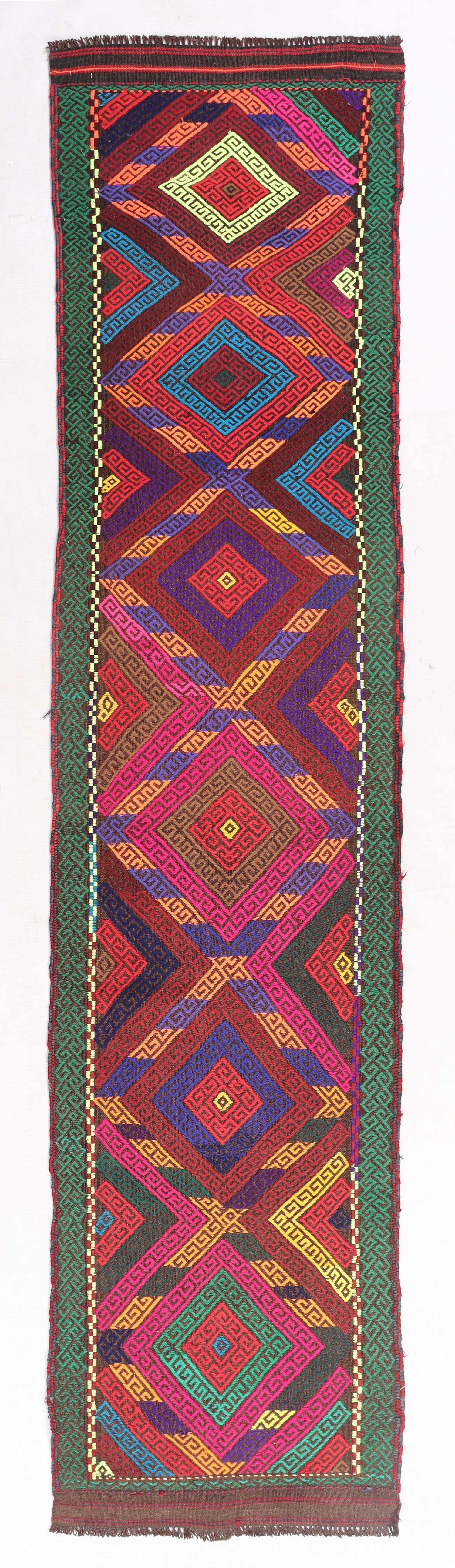 2' 6" x 10'  Multy Handmade Suzani Kilim Rug Runner