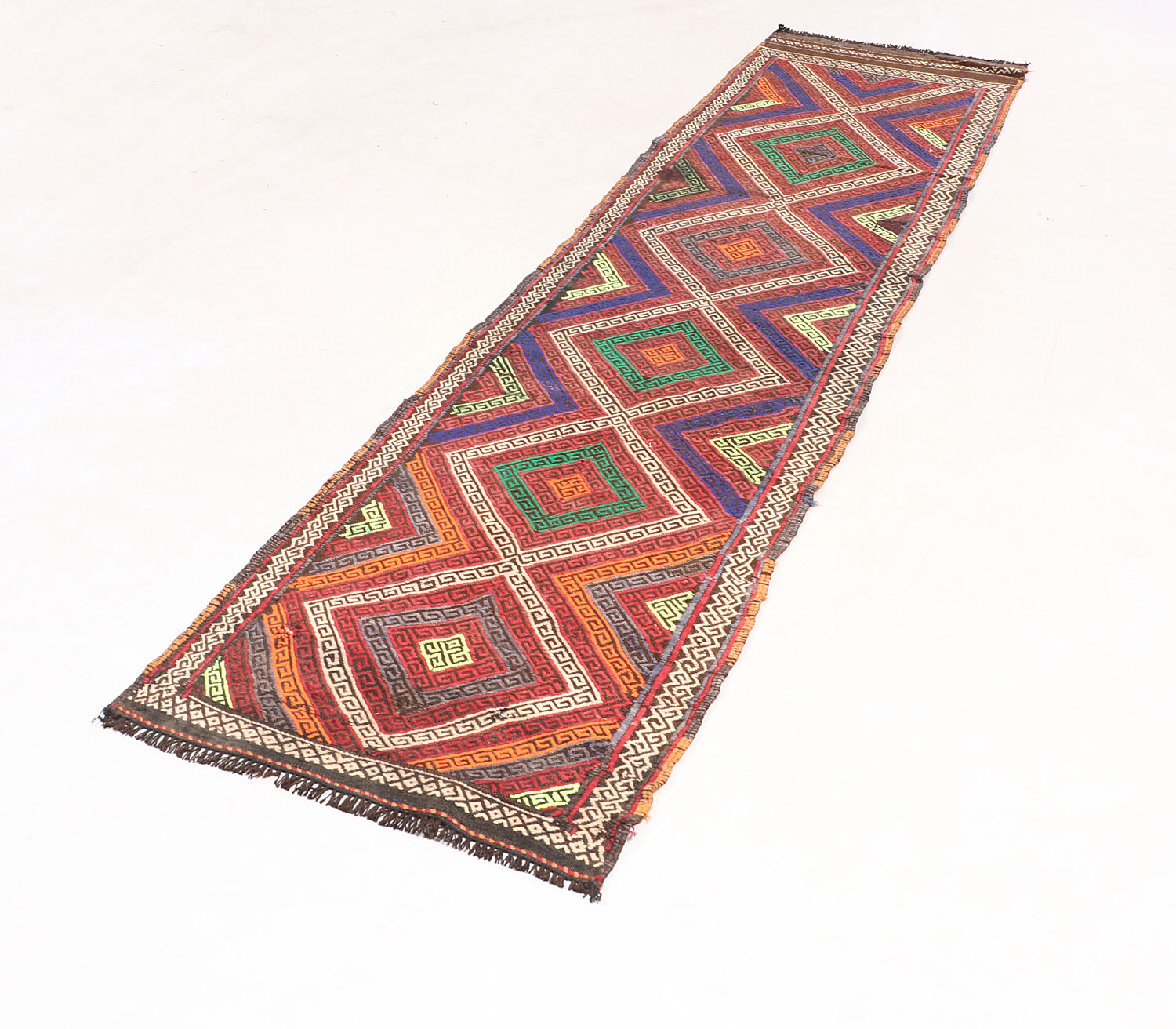 2' 6" X 9'  Multy Handmade Suzani Kilim Rug Runner